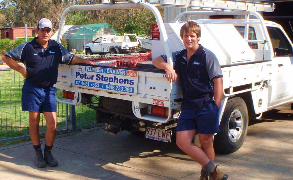 CLOSE PARTNERSHIP: Father and son, Peter and Aaron Stephens work together as plumbers and make a good team. CLOSE PARTNERSHIP: Father and son, Peter and Aaron Stephens work together as plumbers and make a good team.
